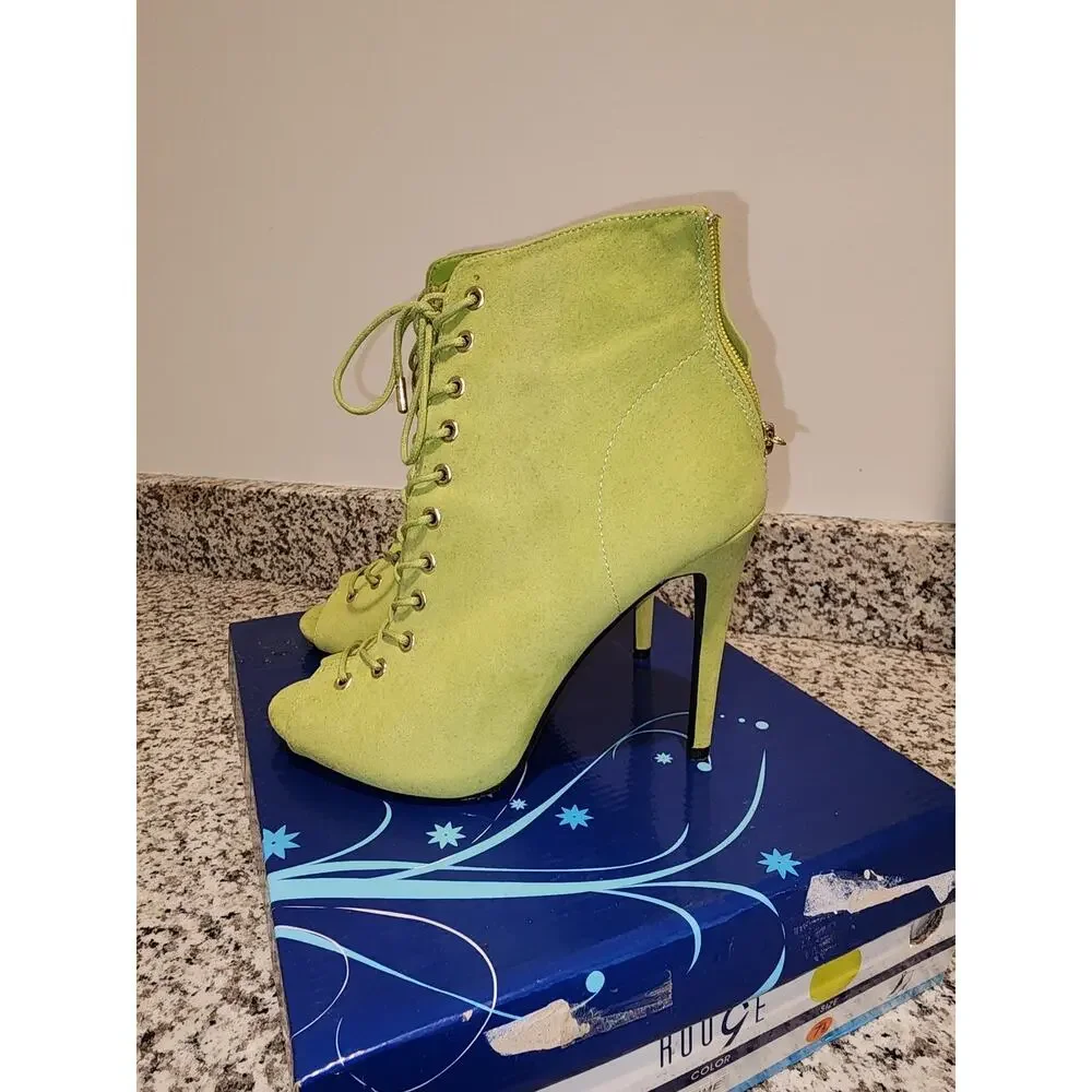 Rouge Perton-63 Lime Green Dress Bootie Heels